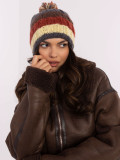 Yellow Striped Beanie with Pom-Pom