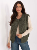 Stylish khaki knitted vest with pockets