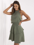 Summer Dress with Ruffles in Khaki