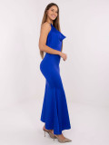 Cobalt blue maxi dress with waterfall neckline