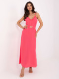 Maxi Coral Dress with Ruffle