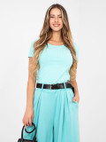 Mint ribbed short sleeve blouse