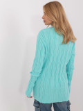 Mint knitted sweater with round neckline