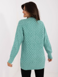 Long mint green textured cardigan with buttons