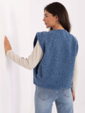 Blue knitted vest with pockets
