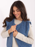 Blue knitted vest with pockets