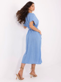 Oversize Blue Dress with Belt and Pockets