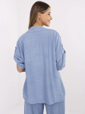 Blue Blouse with 3/4 Sleeves