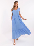 Maxi Flared Dress with V Neckline