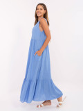Maxi Flared Dress with V Neckline