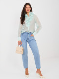 Women's blue mom jeans with high waist
