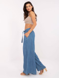 Blue Palazzo Pants Made of Tencel