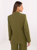 Elegant olive green blazer with brooch