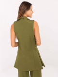 Long elegant olive green vest with lining