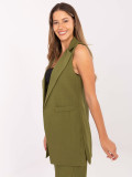Long elegant olive green vest with lining