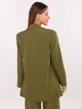 Elegant olive green blazer with lining and brooch