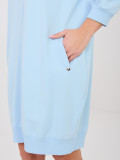 Light Blue Cotton Dress with 3/4 Sleeves and V-Neckline
