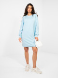 Light Blue Mini Dress with Embroidery and Puff Sleeves