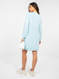 Light Blue Mini Dress with Embroidery and Puff Sleeves