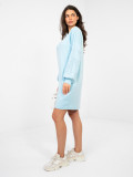 Light Blue Mini Dress with Embroidery and Puff Sleeves