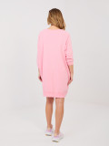 Pink cotton dress with 3/4 sleeves and V-neckline
