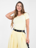 Yellow ribbed cotton blouse with short sleeves