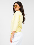 Yellow cotton blouse with 3/4 sleeves and tie detail