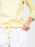 Yellow cotton blouse with 3/4 sleeves and tie detail