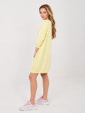 Yellow comfortable cotton dress with 3/4 sleeves and V-neck