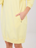 Yellow comfortable cotton dress with 3/4 sleeves and V-neck