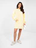 Yellow mini dress with embroidery and puff sleeves