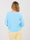 Light blue V-neck sweater with balloon sleeves