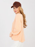 Bright Orange V-Neck Sweater with Balloon Sleeves