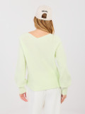 Light green V-neck sweater with balloon sleeves