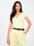 Light Yellow Cotton T-shirt with Wrap Neckline