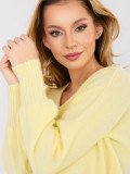 Yellow V-neck sweater with balloon sleeves