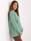Pistachio cotton blouse with collar and long sleeves