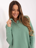 Pistachio cotton blouse with collar and long sleeves