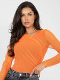 Elegant orange bodysuit with long sleeves and round neckline