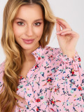 Pink floral shirt with puff sleeves