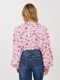 Pink floral shirt with puff sleeves