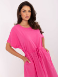Pink Flared Dress with Short Sleeves