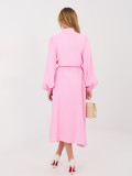 Pink shirt midi dress with belt