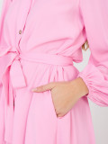 Pink shirt midi dress with belt