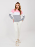Grey-pink striped cotton sweatshirt