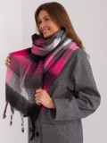 Stylish Black-Pink Scarf with Fringes