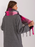 Stylish Black-Pink Scarf with Fringes