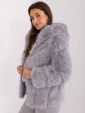 Grey Faux Fur Jacket with Hood