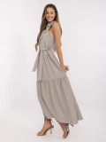 Maxi Dress with Ruffles and Belt
