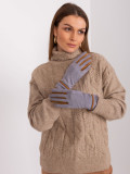 Gray Women's Gloves with Decorative Strap